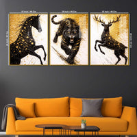 Powerful Animal Floating Acrylic Wall Painting Set of 3