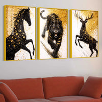 Powerful Animal Floating Acrylic Wall Painting Set of 3