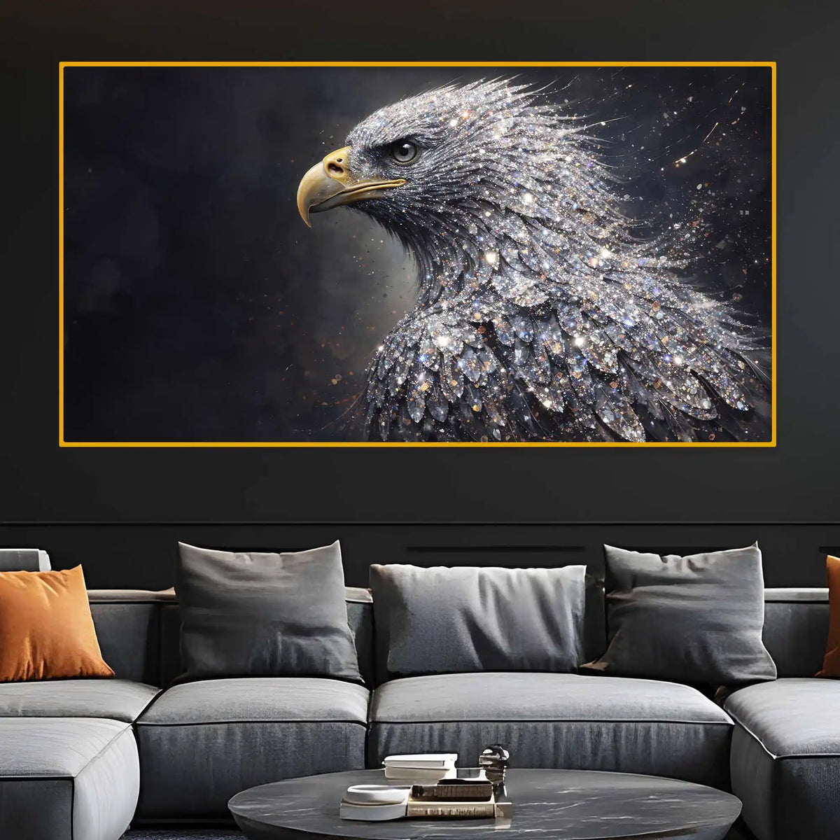 Powerful Eagle Crystal Glass Painting Modern Décor