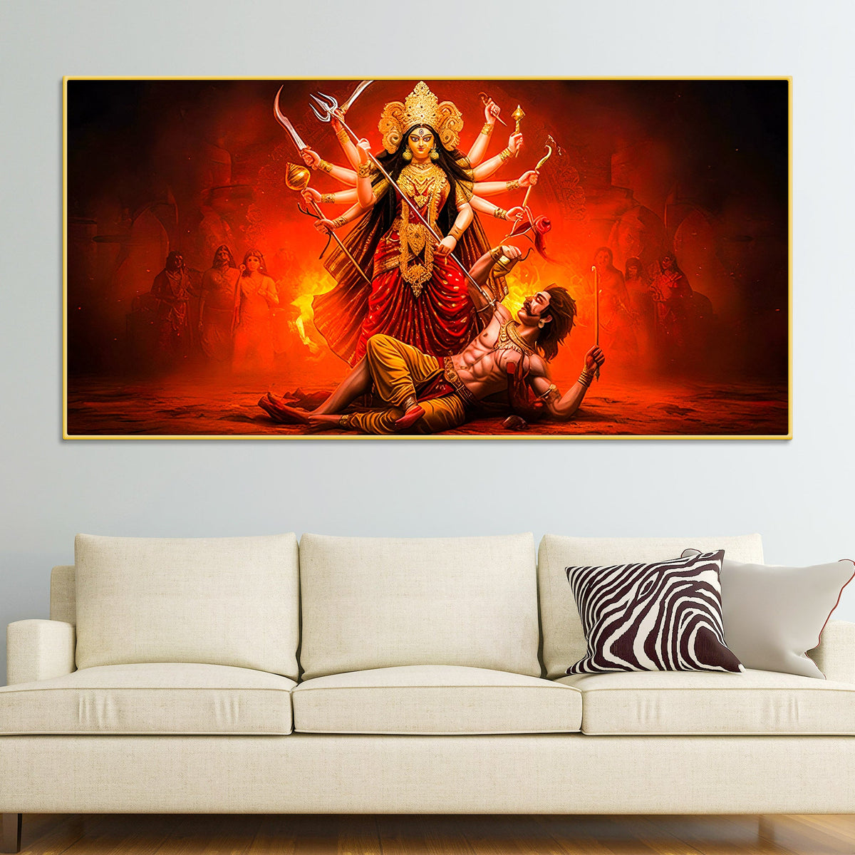 Powerful Goddess Durga Wall Canvas Painting
