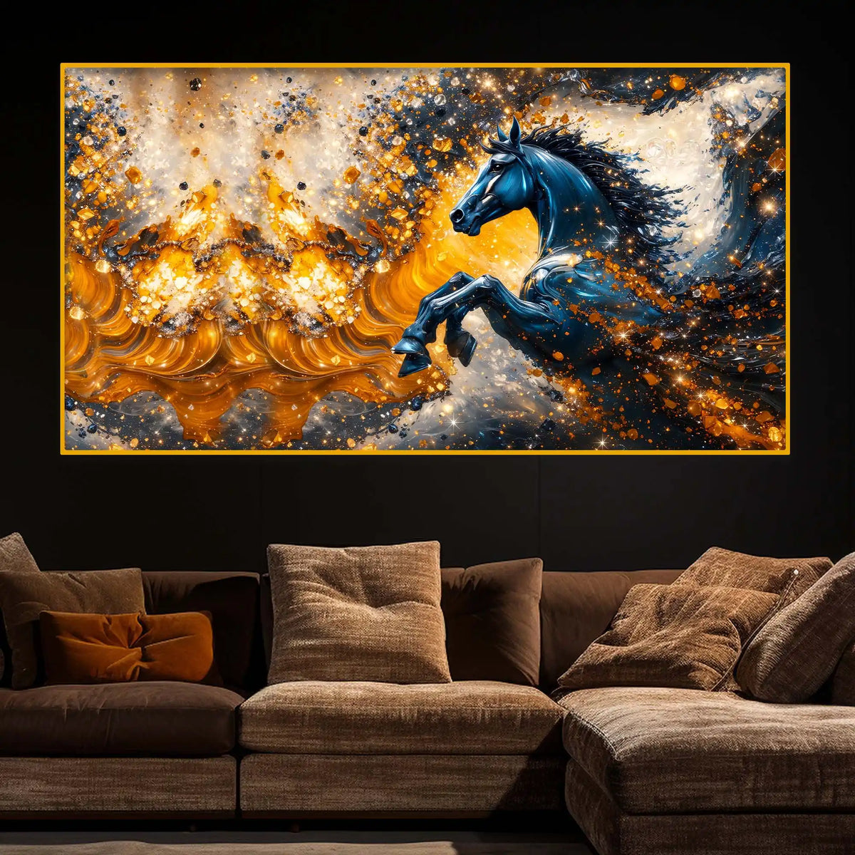 Powerful Horse Crystal Glass Wall Painting for Premium Decor