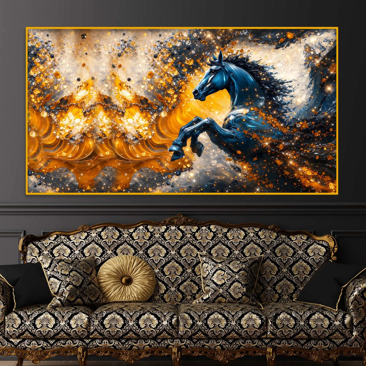 Powerful Horse Crystal Glass Wall Painting for Premium Decor