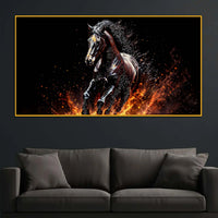Powerful Running Horse Crystal Floating Frame Wall Painting