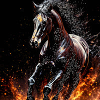 Powerful Running Horse Crystal Floating Frame Wall Painting