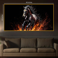 Powerful Running Horse Crystal Floating Frame Wall Painting