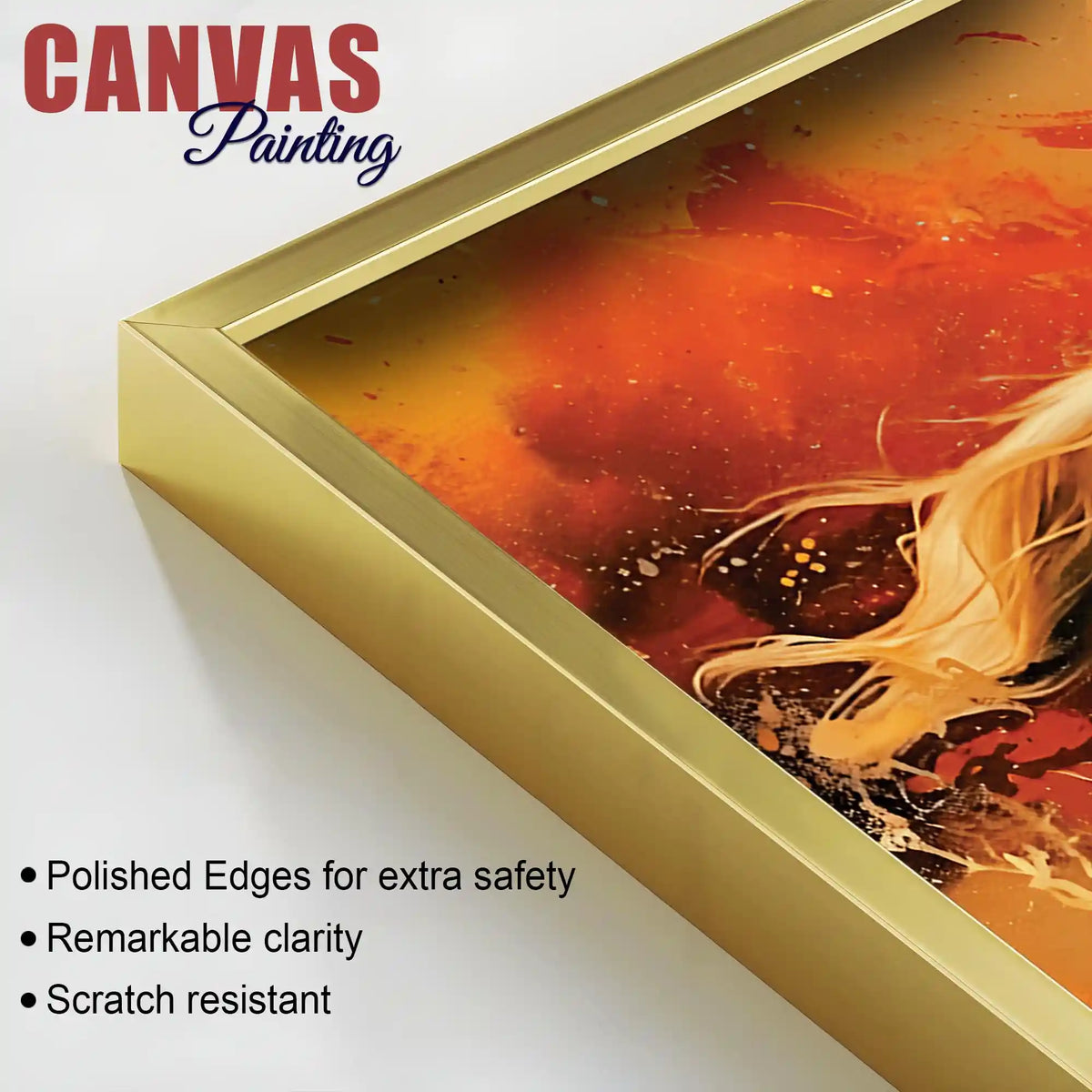Powerful Running White Horse Canvas Wall Painting