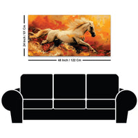Powerful Running White Horse Canvas Wall Painting