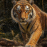 Powerful Tiger in Jungle Floating Frame Crystal Wall Painting