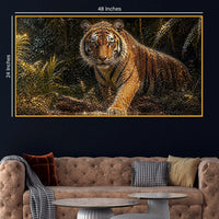 Powerful Tiger in Jungle Floating Frame Crystal Wall Painting