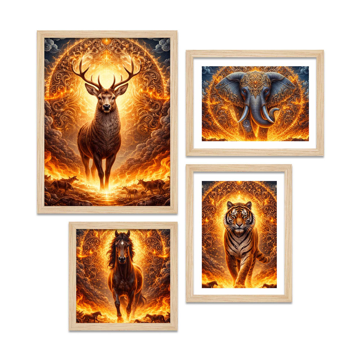 Powerful Wildlife Wall Frame Set of Four