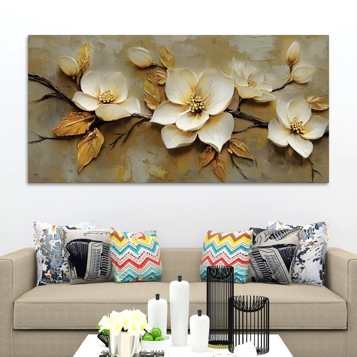 Premium Abstract Flower Branch Canvas Wall Painting for Home Décor