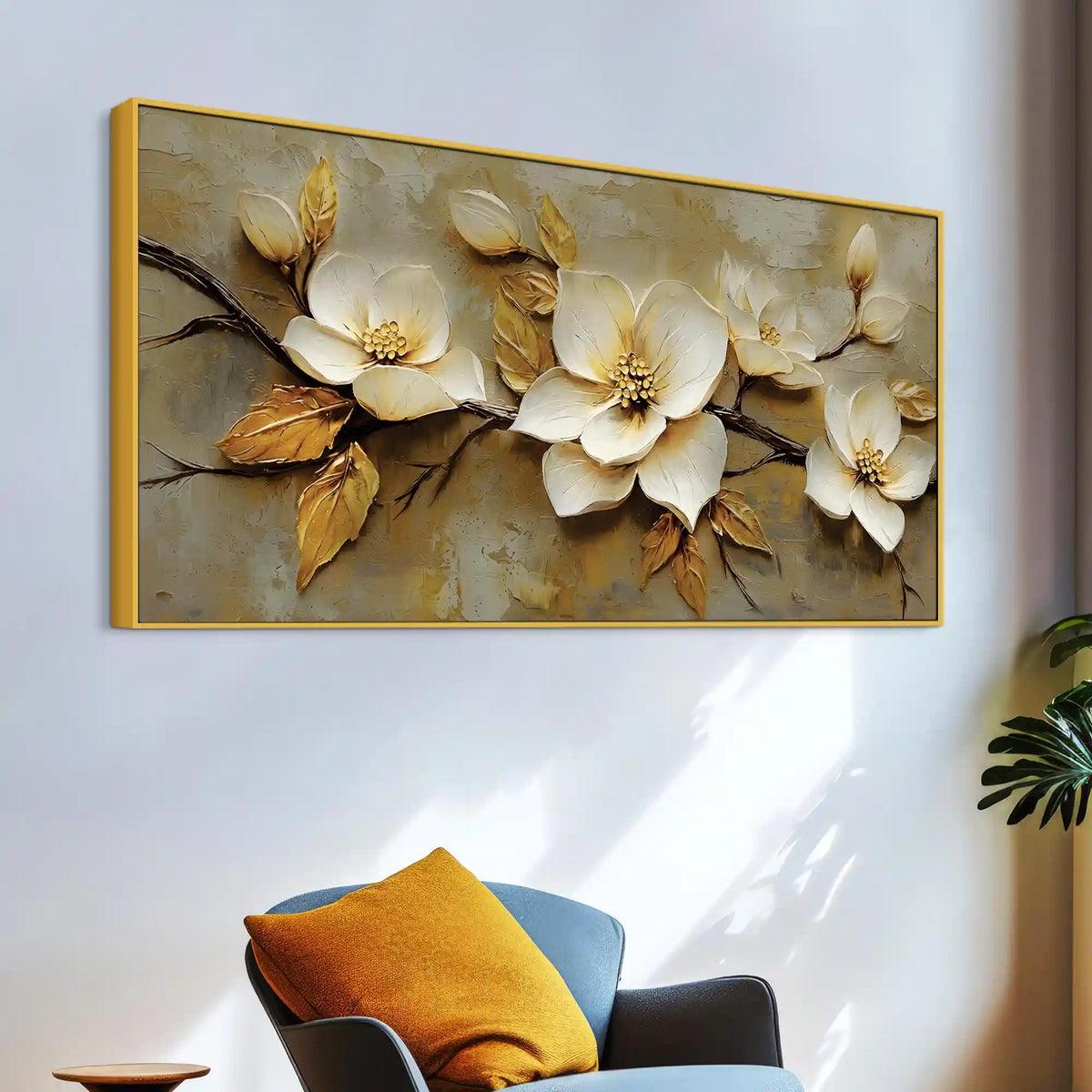 Premium Abstract Flower Branch Canvas Wall Painting for Home Décor