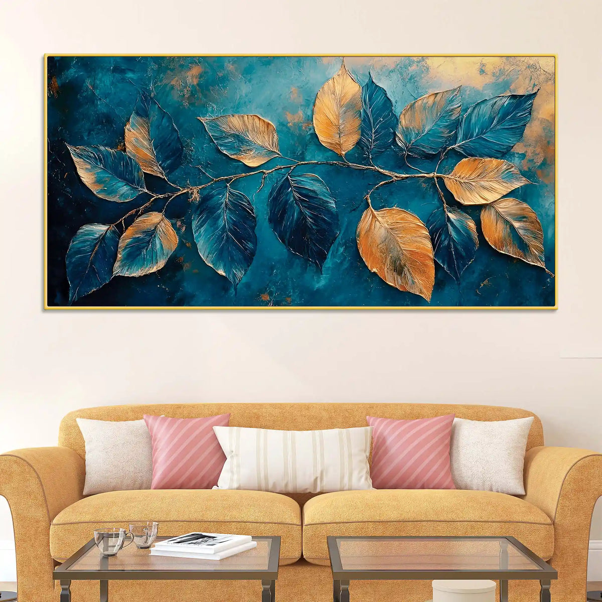 Premium Abstract Leaf Canvas Painting for Modern Home