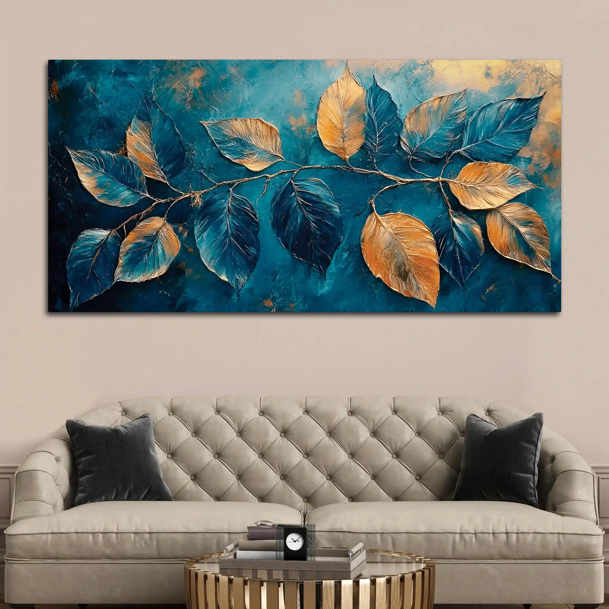 Premium Abstract Leaf Canvas Painting for Modern Home