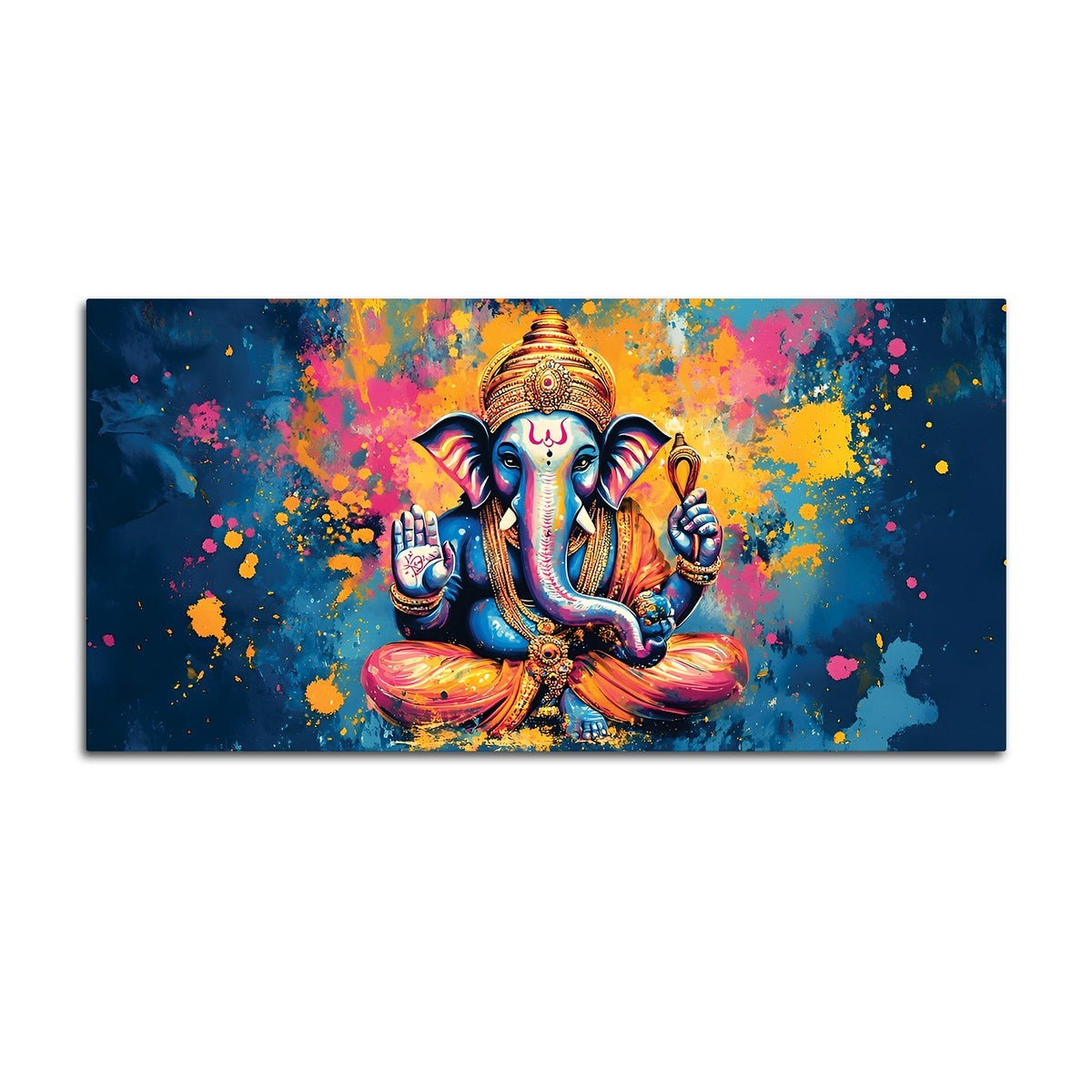 Premium Abstract Lord Ganesha Colorful Canvas Wall Painting for Home & Office – Modern Religious Wall Decor