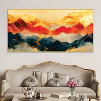 Premium Abstract Mountain Sunset Canvas Painting