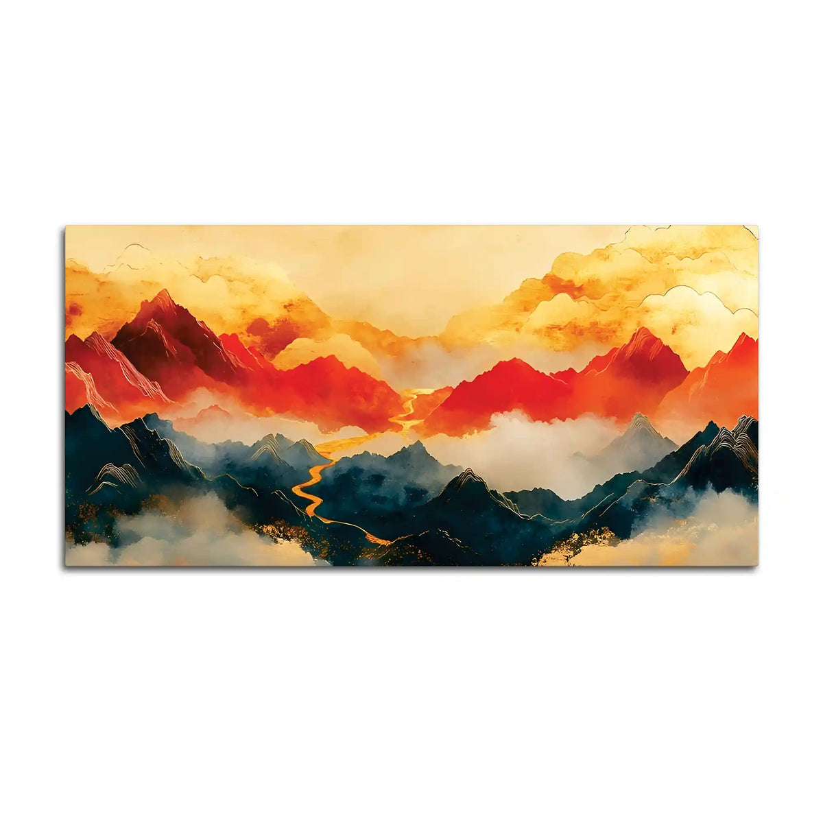 Premium Abstract Mountain Sunset Canvas Painting