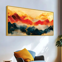 Premium Abstract Mountain Sunset Canvas Painting