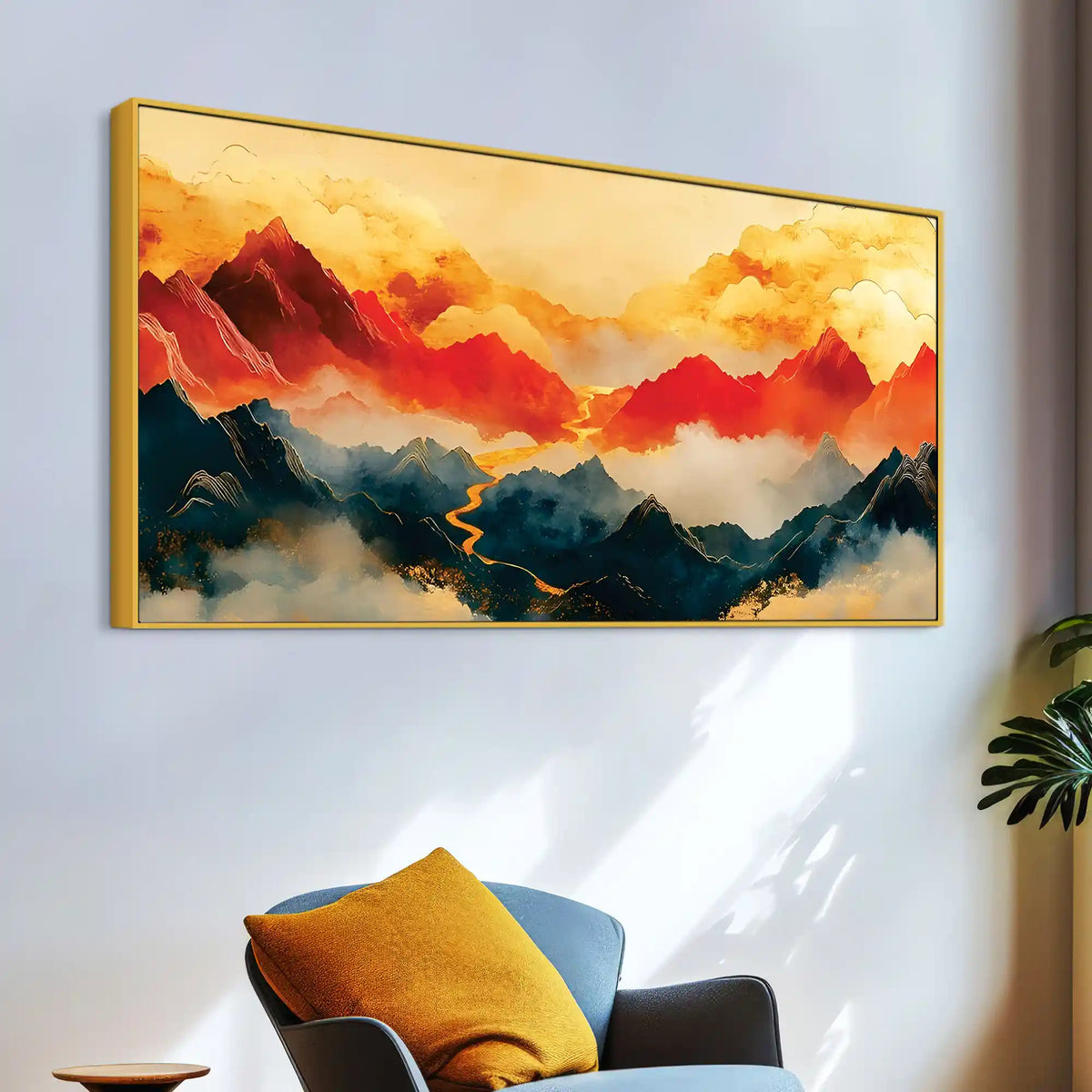 Premium Abstract Mountain Sunset Canvas Painting