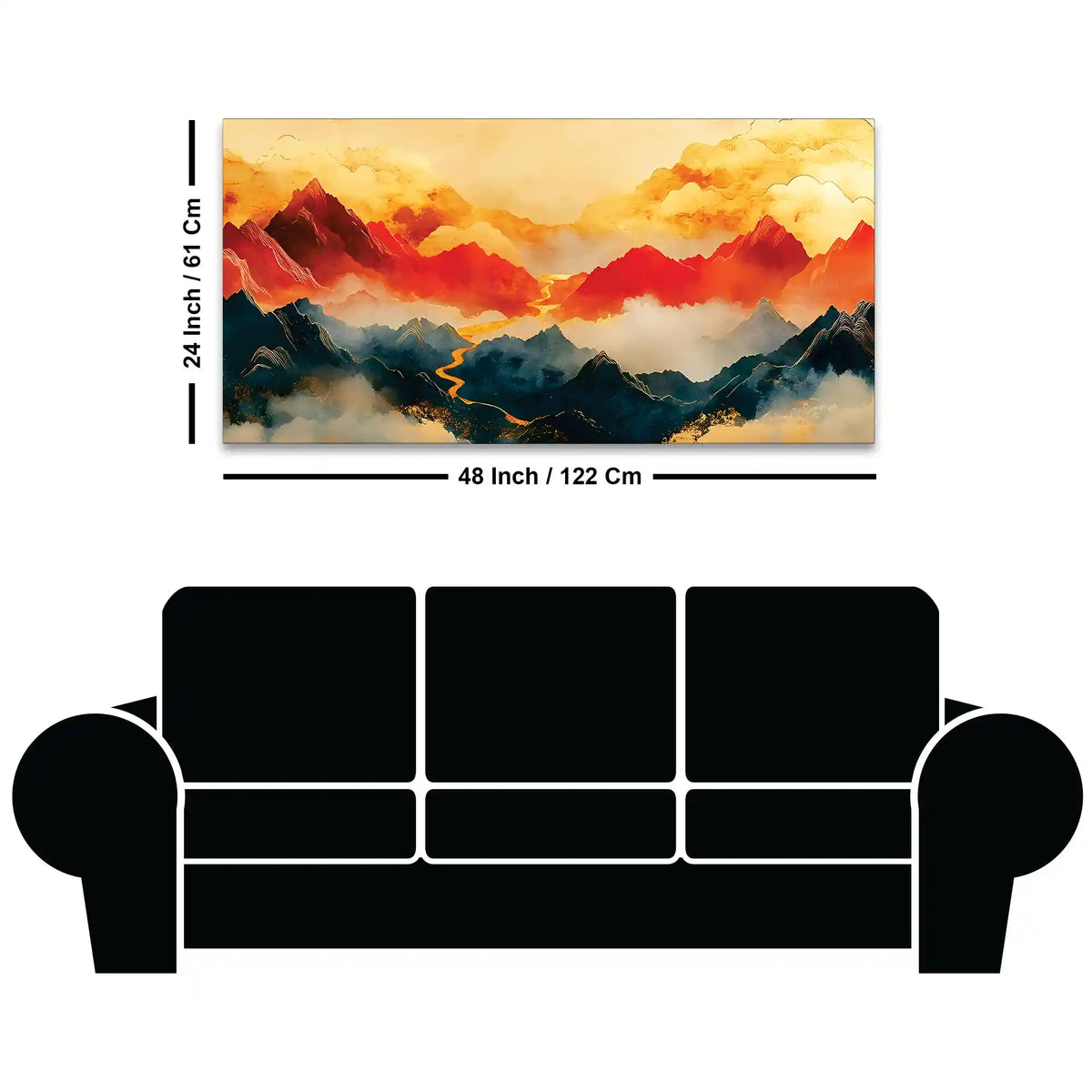 Premium Abstract Mountain Sunset Canvas Painting