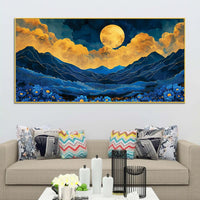 Premium Abstract Night Sky Mountain Canvas Painting