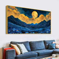 Premium Abstract Night Sky Mountain Canvas Painting