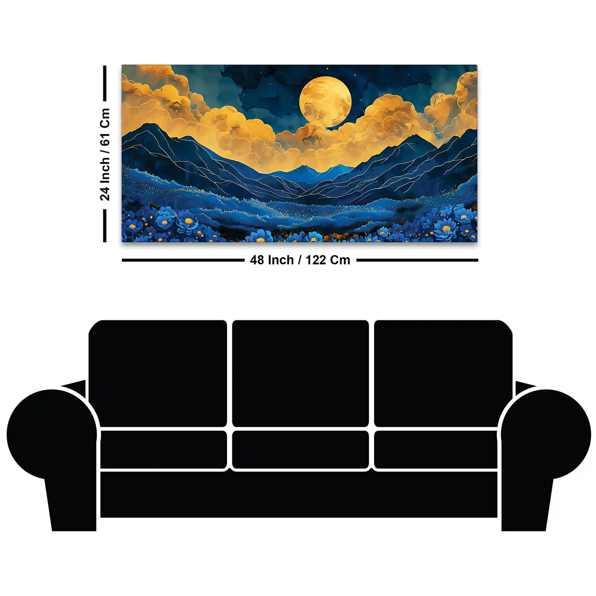 Premium Abstract Night Sky Mountain Canvas Painting