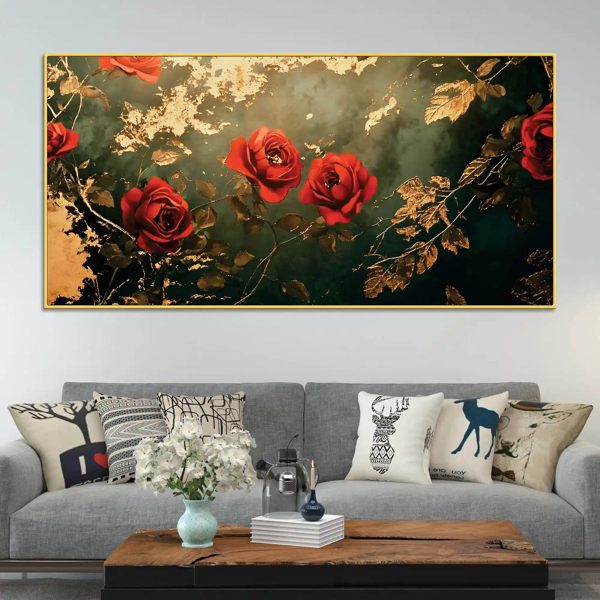 Premium Abstract Rose Canvas Painting for Living Room