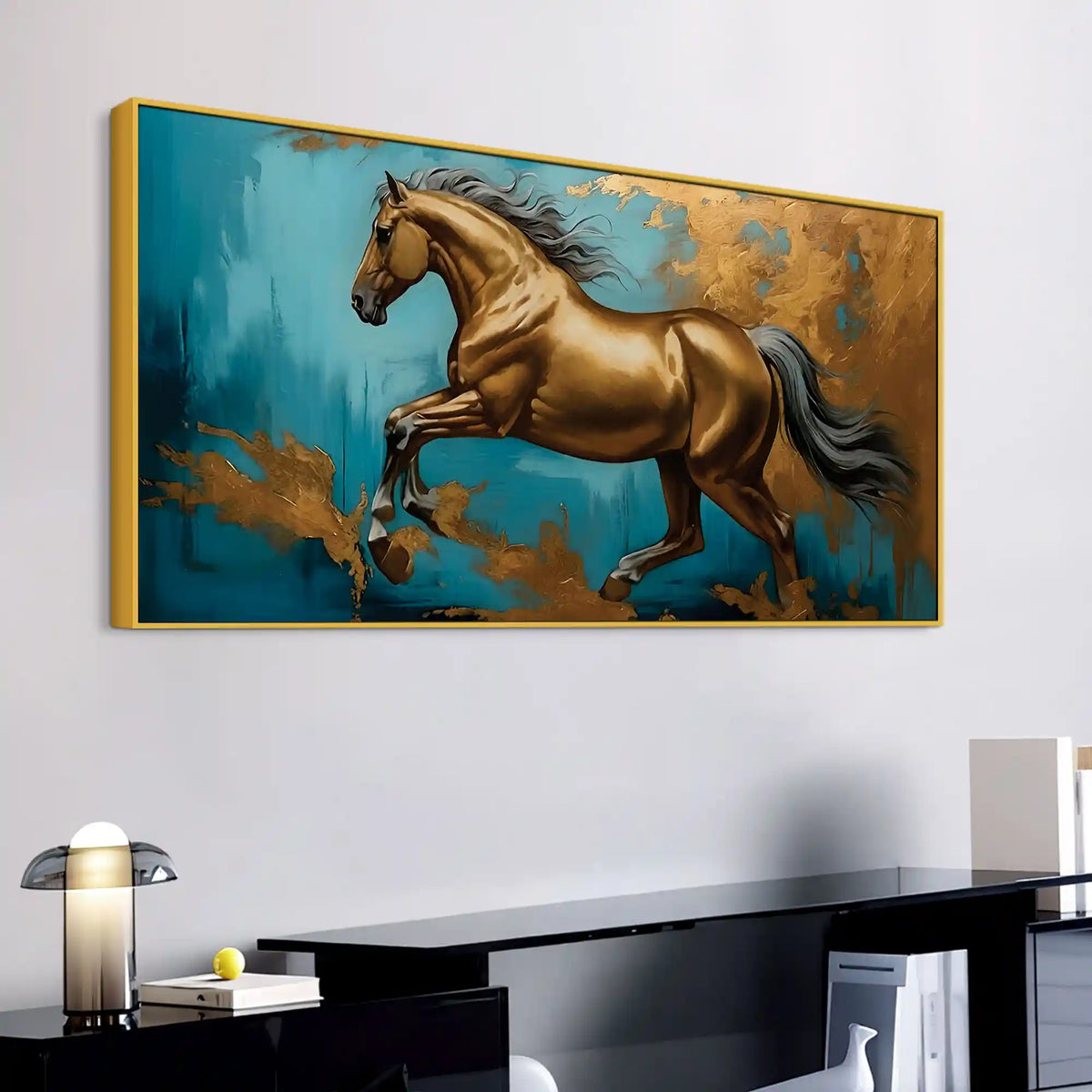 Premium Abstract Running Horse Canvas Wall Art Modern Painting