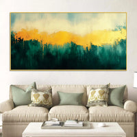 Premium Abstract Teal Green Golden Canvas Wall Painting for Home & Office
