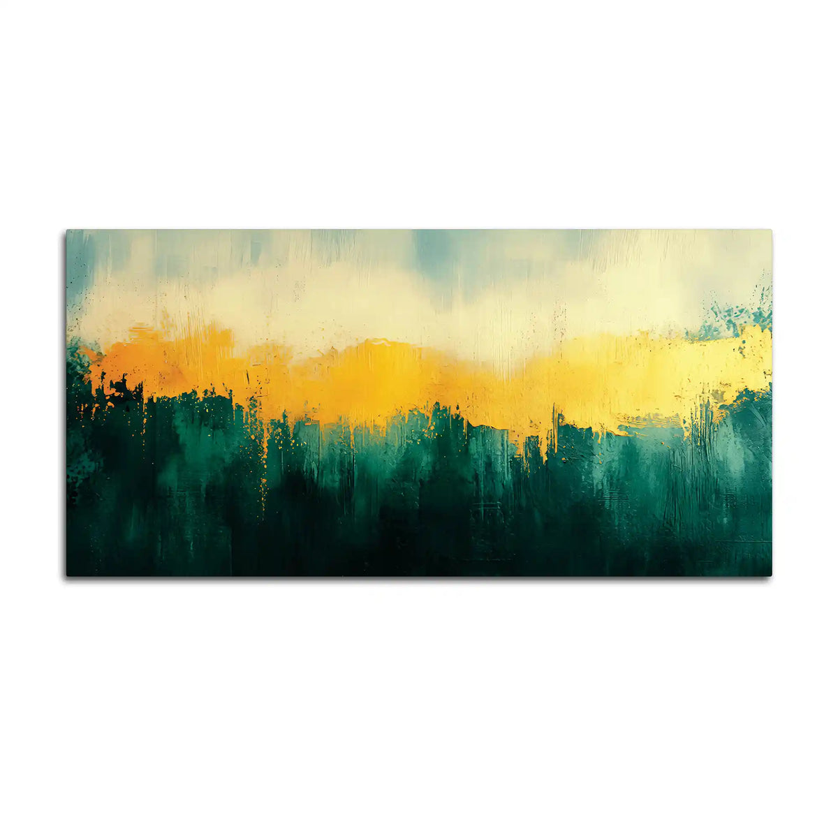 Premium Abstract Teal Green Golden Canvas Wall Painting for Home & Office