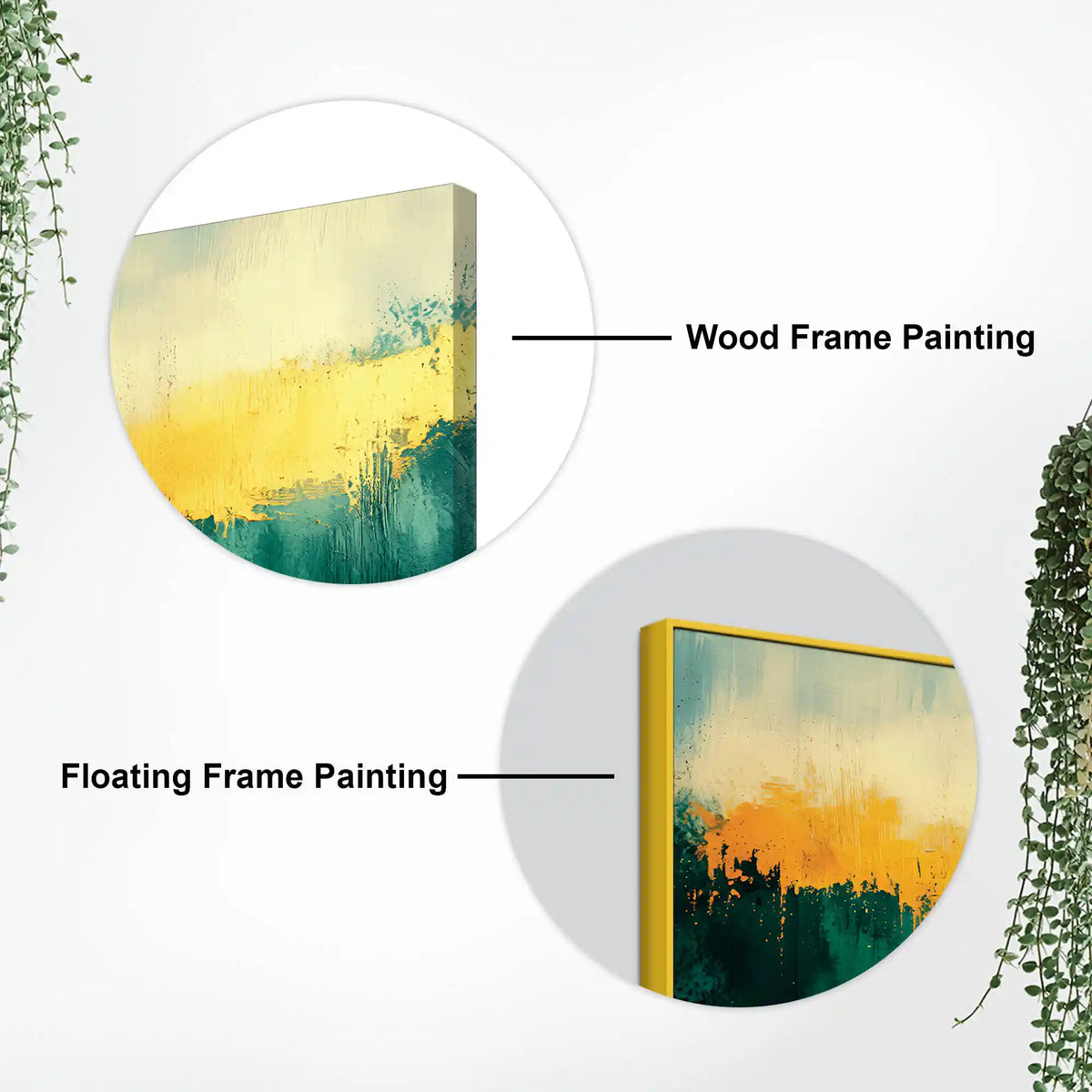 Premium Abstract Teal Green Golden Canvas Wall Painting for Home & Office