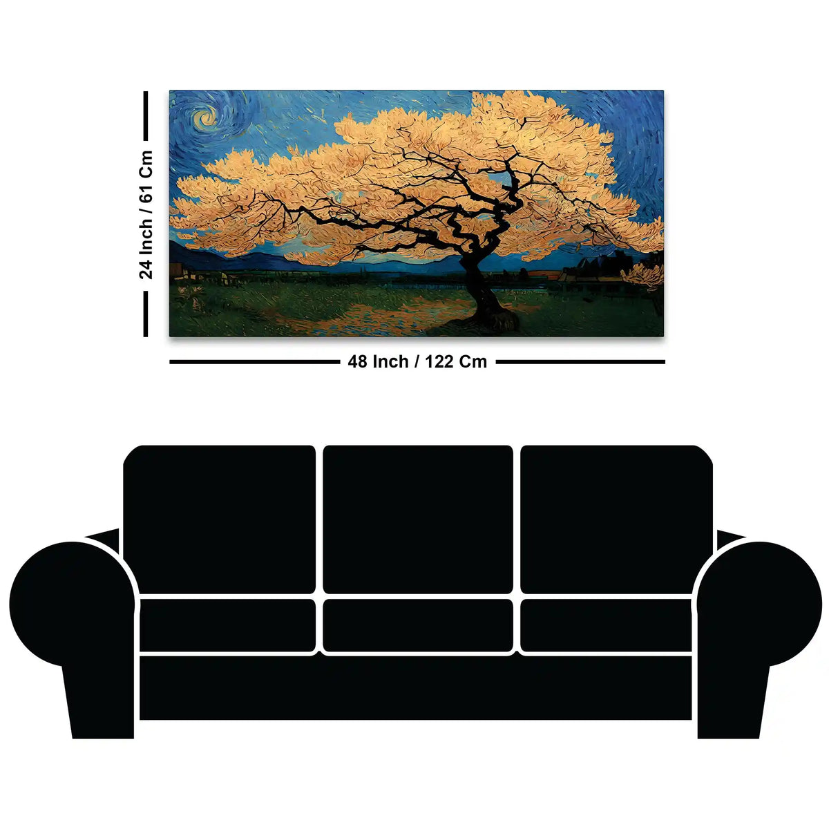 Premium Abstract Wide Tree Canvas Wall Painting