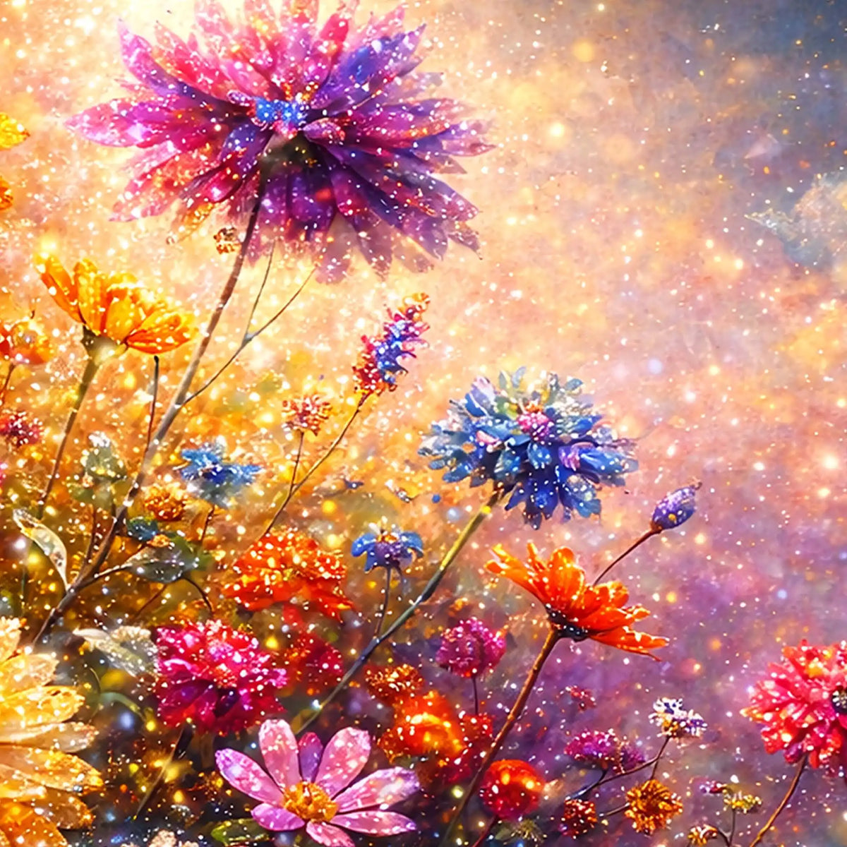 Premium Artistic Colorful Flowers Crystal Glass Wall Painting for Stylish Living Room Décor