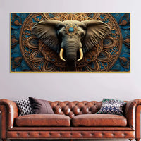 Premium Artistic Elephant Head Mandala Canvas Wall Painting for Home