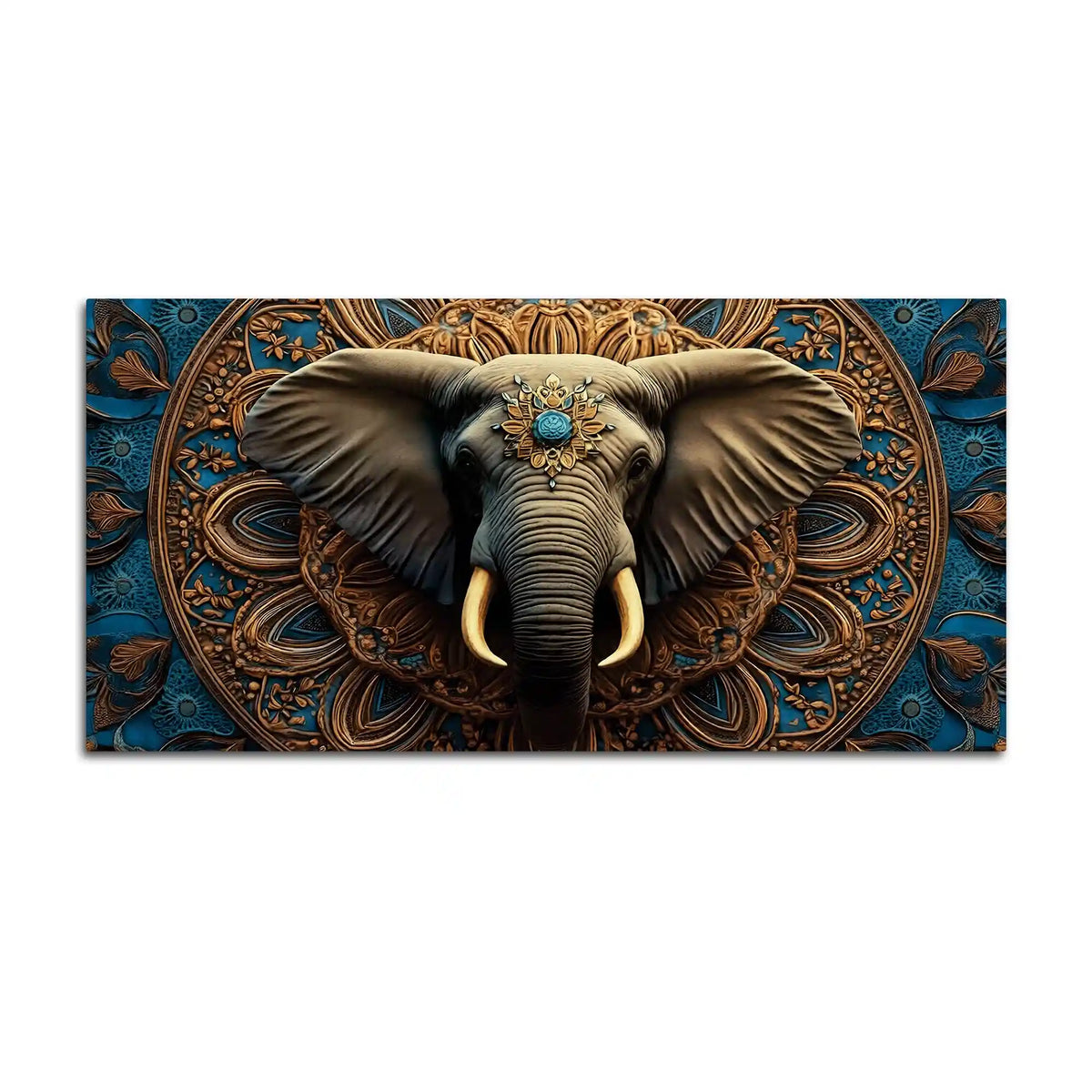 Premium Artistic Elephant Head Mandala Canvas Wall Painting for Home