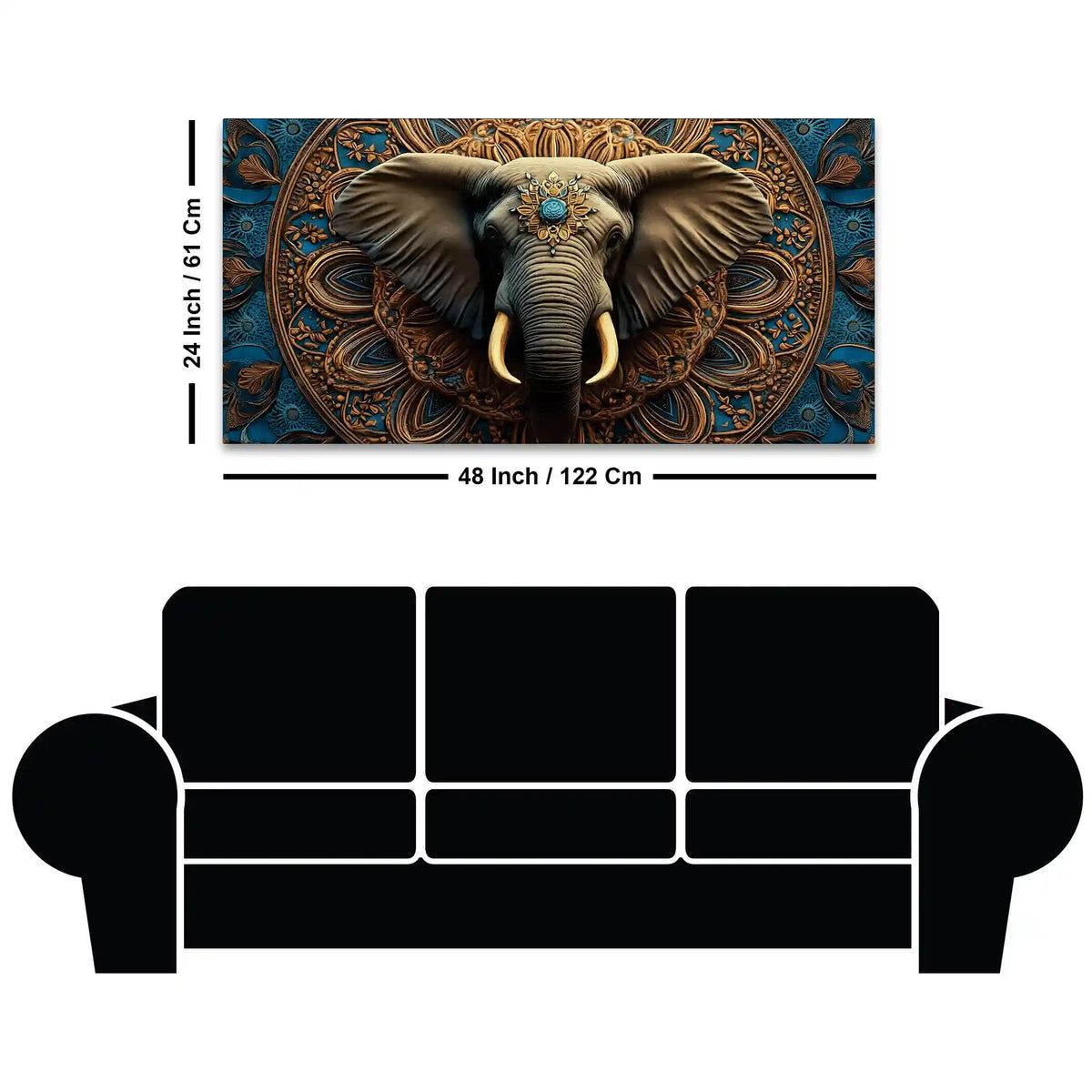 Premium Artistic Elephant Head Mandala Canvas Wall Painting for Home