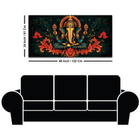 Premium Artistic Lord Ganesha Floral Exclusive Art Canvas Wall Painting for Home & Office Spaces – Modern Religious Wall Art