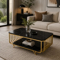 Premium Black Marble Top Center Table With Storage
