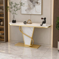 Premium Bold Marble Console Table with Artistic Twisting Gold Frame