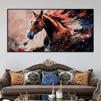 Premium Brown Horse Canvas Wall Art Abstract Painting for Bedroom