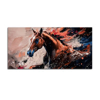 Premium Brown Horse Canvas Wall Art Abstract Painting for Bedroom