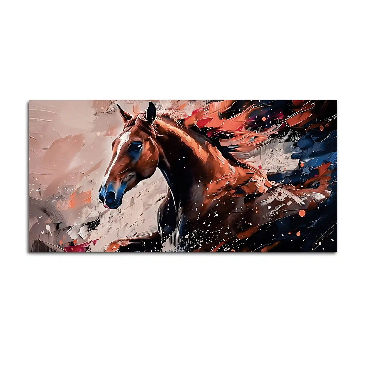 Premium Brown Horse Canvas Wall Art Abstract Painting for Bedroom