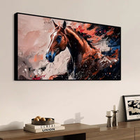 Premium Brown Horse Canvas Wall Art Abstract Painting for Bedroom