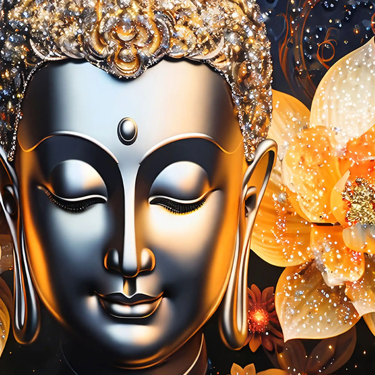 Premium Buddha Crystal Glass Wall Painting for Office Décor