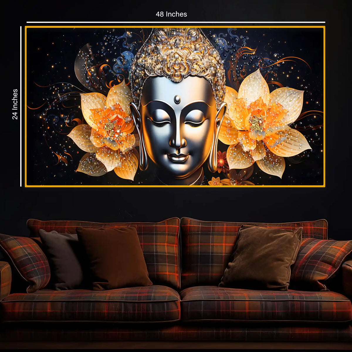 Premium Buddha Crystal Glass Wall Painting for Office Décor