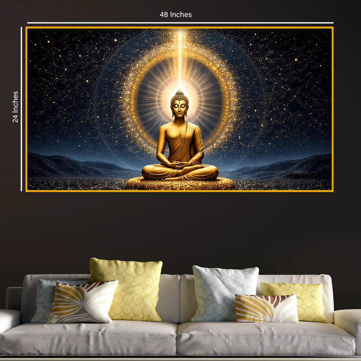 Premium Buddha Meditation Crystal Glass Painting for Living Room