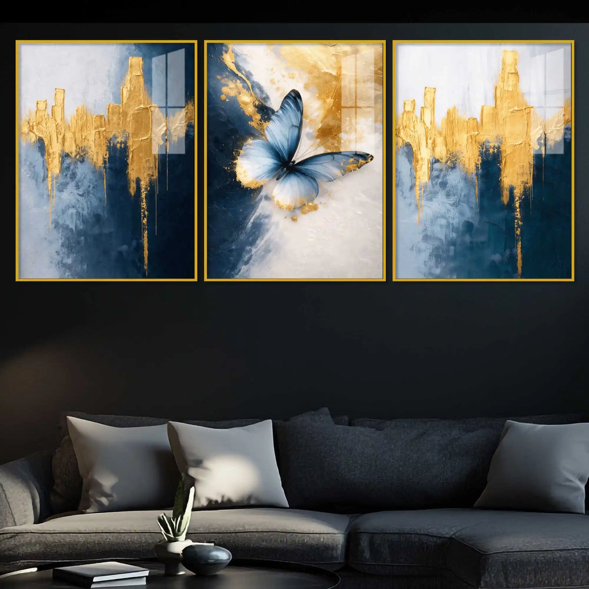 Premium Butterfly Dream Floating Acrylic Wall Painting Set of 3