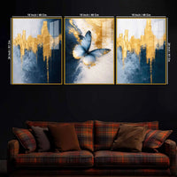 Premium Butterfly Dream Floating Acrylic Wall Painting Set of 3