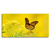 Premium Canvas Wall Painting of Monarch Butterfly on Yellow Flower